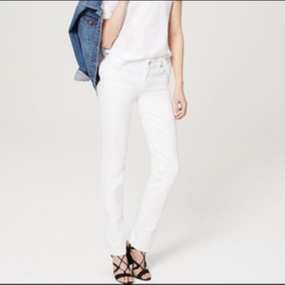LOFT White Curvy Straight Petite Jeans